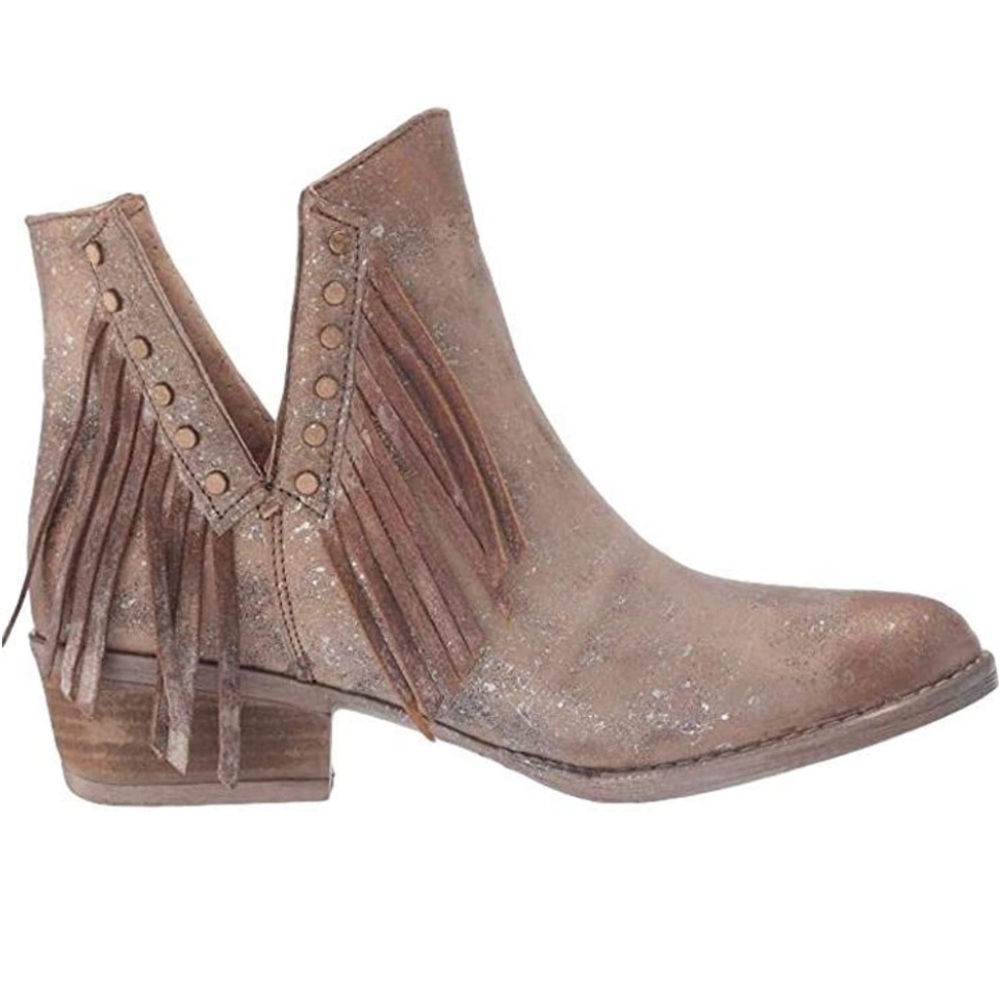 Corral Circle G Metallic Fringe Booties Size 8 1/2